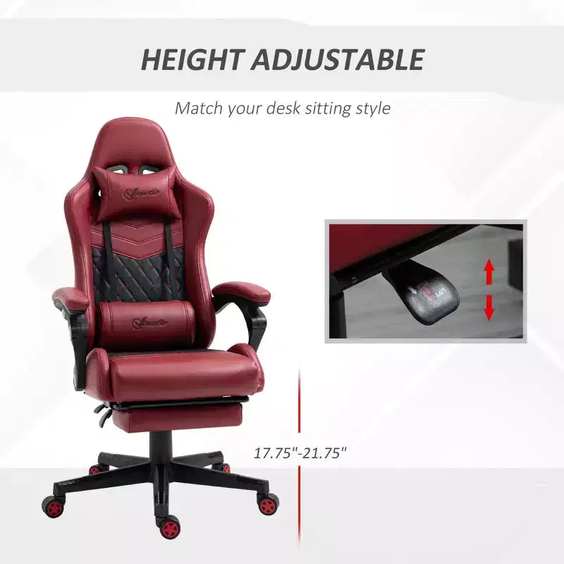 Okak High-Back Gaming Chair with Headrest, Computer Chair with Lumbar Support and Footrest, Office Chair for Study, Reading Room