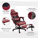 Okak High-Back Gaming Chair with Headrest, Computer Chair with Lumbar Support and Footrest, Office Chair for Study, Reading Room