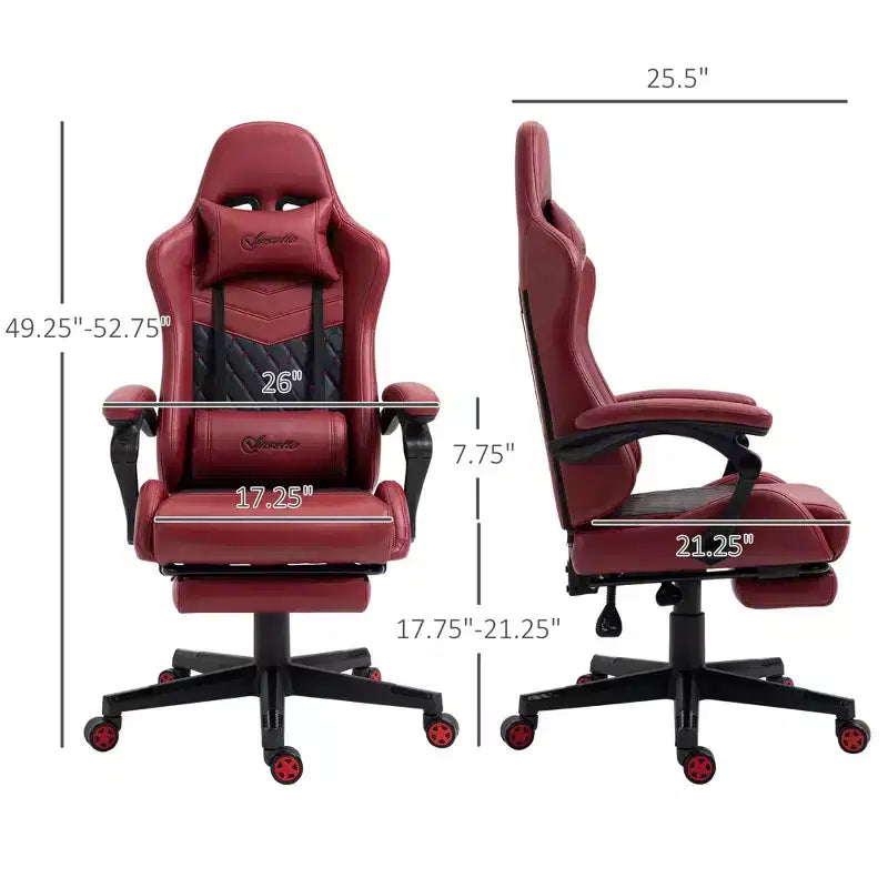 Okak High-Back Gaming Chair with Headrest, Computer Chair with Lumbar Support and Footrest, Office Chair for Study, Reading Room