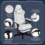 Okak High-Back Gaming Chair with Headrest, Computer Chair with Lumbar Support and Footrest, Office Chair for Study, Reading Room