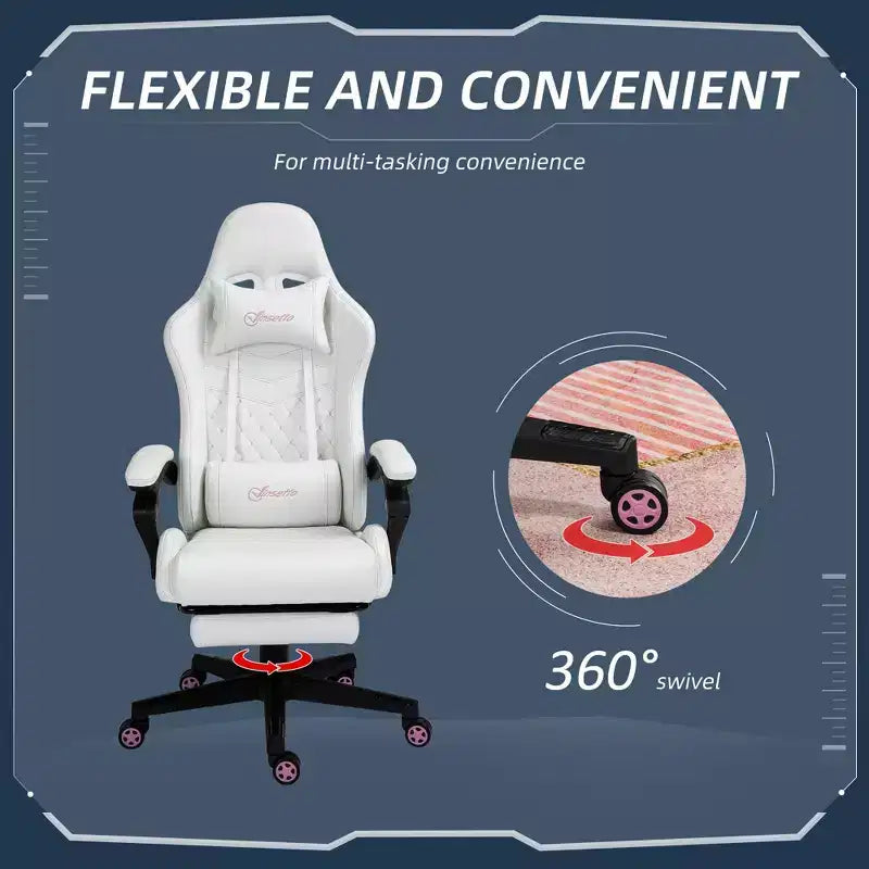 Okak High-Back Gaming Chair with Headrest, Computer Chair with Lumbar Support and Footrest, Office Chair for Study, Reading Room