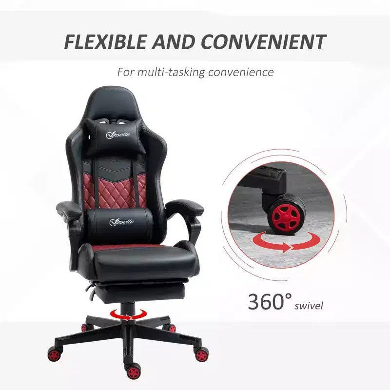 Okak High-Back Gaming Chair with Headrest, Computer Chair with Lumbar Support and Footrest, Office Chair for Study, Reading Room