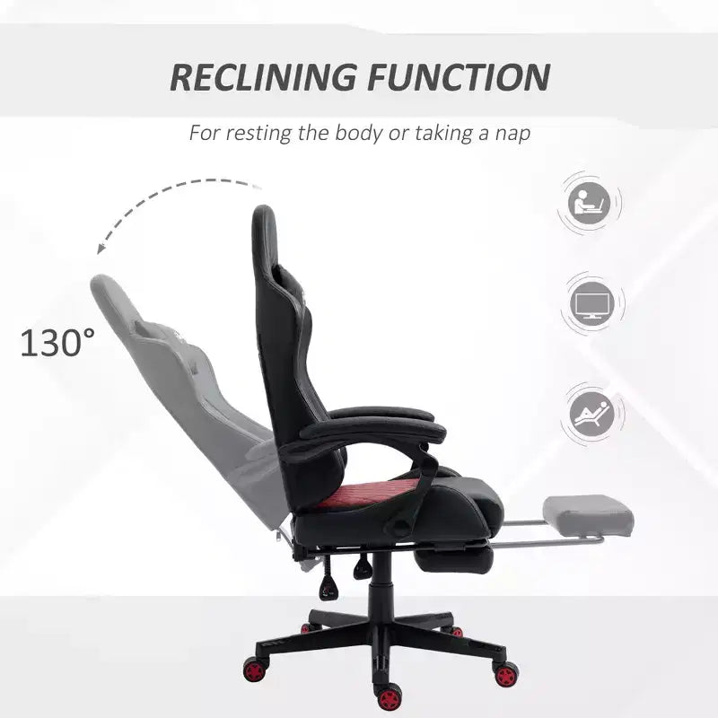 Okak High-Back Gaming Chair with Headrest, Computer Chair with Lumbar Support and Footrest, Office Chair for Study, Reading Room