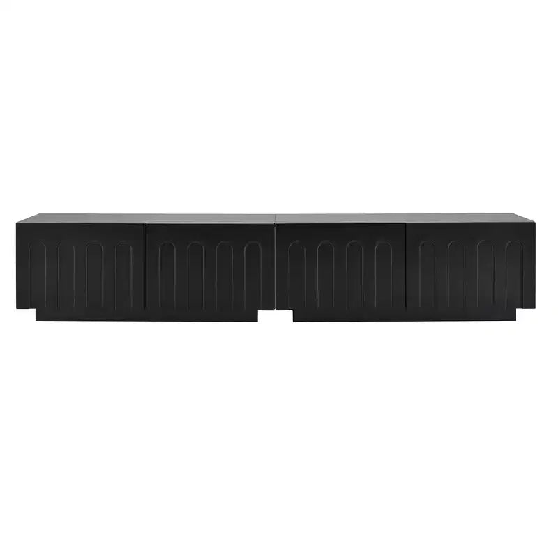Whisen 80 TV Stand with Arched Design, Modern Dual Purpose Coffee Table with 4 Drawers, Multi-Functional Storage Cabinet