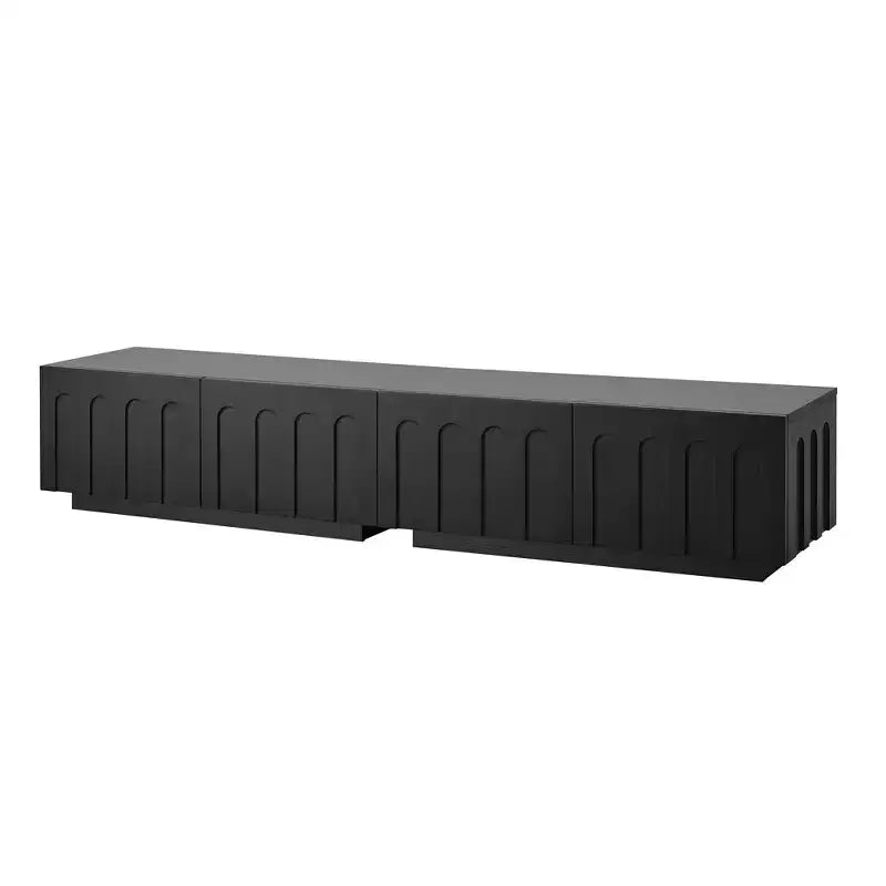 Whisen 80 TV Stand with Arched Design, Modern Dual Purpose Coffee Table with 4 Drawers, Multi-Functional Storage Cabinet
