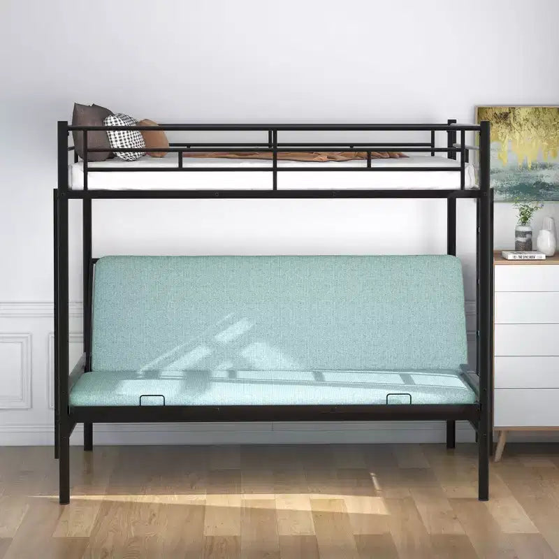 Bellemave Twin over Full Metal Bunk Bed, Multi-Function,Black