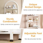 4-Tier Arched Bookshelf with Doors Storage Rack, 71.5 Inch High Industrial Bookshelf with Metal Frame, Open Curved Bookcase, Display Rack