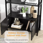 4-Tier Arched Bookshelf with Doors Storage Rack, 71.5 Inch High Industrial Bookshelf with Metal Frame, Open Curved Bookcase, Display Rack