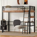 Bellemave Twin Loft Bed with Desk, Ladder & Bookshelves, Heavy Duty Metal High Loft Bed Frame, Space Saving Design, Black
