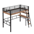 Bellemave Letto a soppalco singolo con scrivania, scaletta e librerie, struttura letto a soppalco alta in metallo resistente, design salvaspazio, nero
