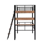 Bellemave Letto a soppalco singolo con scrivania, scaletta e librerie, struttura letto a soppalco alta in metallo resistente, design salvaspazio, nero