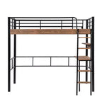 Bellemave Letto a soppalco singolo con scrivania, scaletta e librerie, struttura letto a soppalco alta in metallo resistente, design salvaspazio, nero