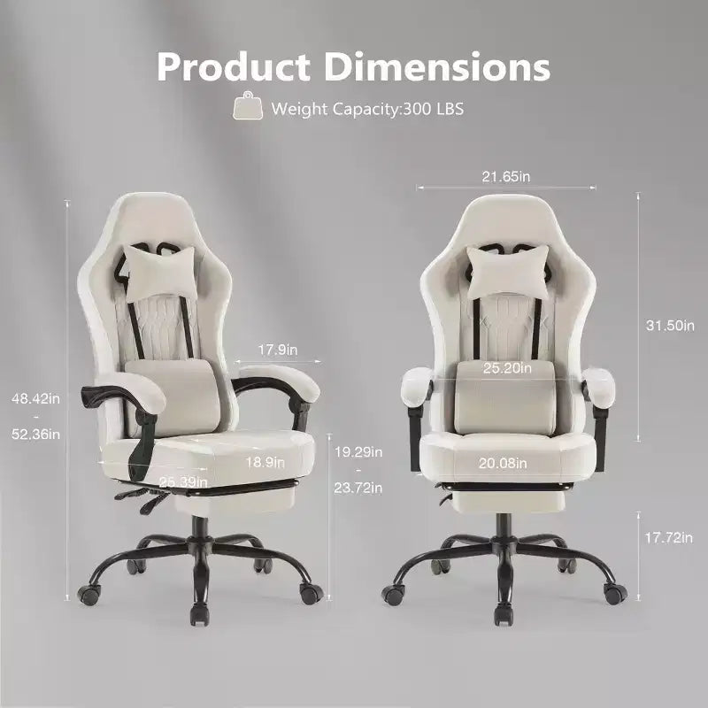 MAYEERTY Computer Gaming Chair with Lumbar Support Adjustable Height 360 Rotating Wheels Armrests and Headrests Included