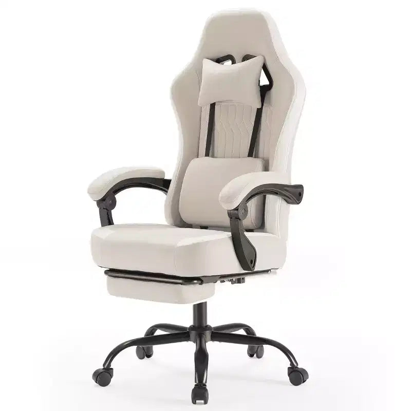 MAYEERTY Computer Gaming Chair with Lumbar Support Adjustable Height 360 Rotating Wheels Armrests and Headrests Included