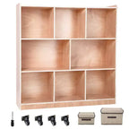 Organizzatori e contenitori per giocattoli in legno Montessori a 3 livelli, armadietto con 8 scomparti e 4 ruote, per la stanza dei bambini, l'aula, la scuola materna