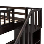 Letti a castello matrimoniali con letto estraibile e scala, letto a castello in legno con scala, contenitore e parapetto per dormitorio