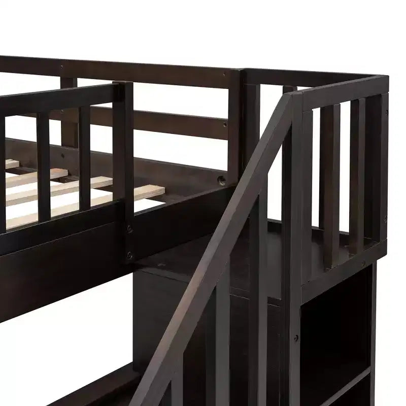 Letti a castello matrimoniali con letto estraibile e scala, letto a castello in legno con scala, contenitore e parapetto per dormitorio