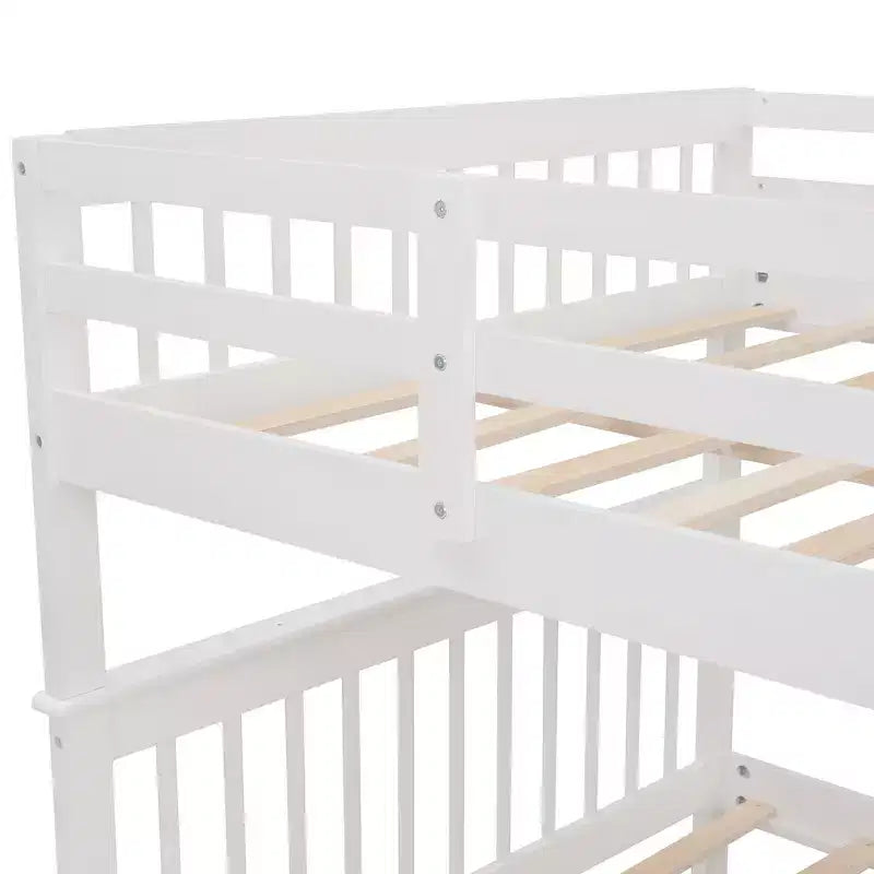Letti a castello matrimoniali con letto estraibile e scala, letto a castello in legno con scala, contenitore e parapetto per dormitorio