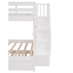 Letti a castello matrimoniali con letto estraibile e scala, letto a castello in legno con scala, contenitore e parapetto per dormitorio