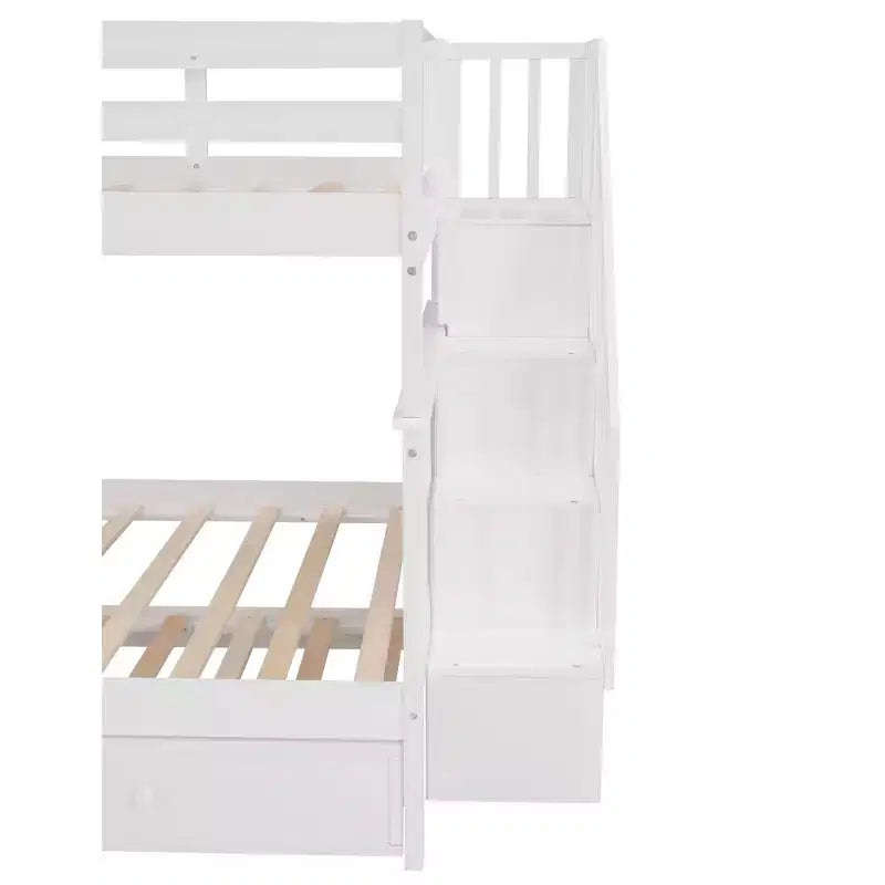 Letti a castello matrimoniali con letto estraibile e scala, letto a castello in legno con scala, contenitore e parapetto per dormitorio