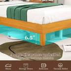 BestMassage Struttura Letto in Legno Massello con Testiera, Base in Legno Massello, Nessuna Rete a Molle Necessaria