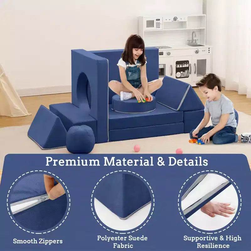 12-Piece Kids Modular Play Couch  Toddler Sectional Sofa for Playroom & Bedroom