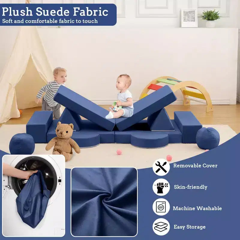 12-Piece Kids Modular Play Couch  Toddler Sectional Sofa for Playroom & Bedroom