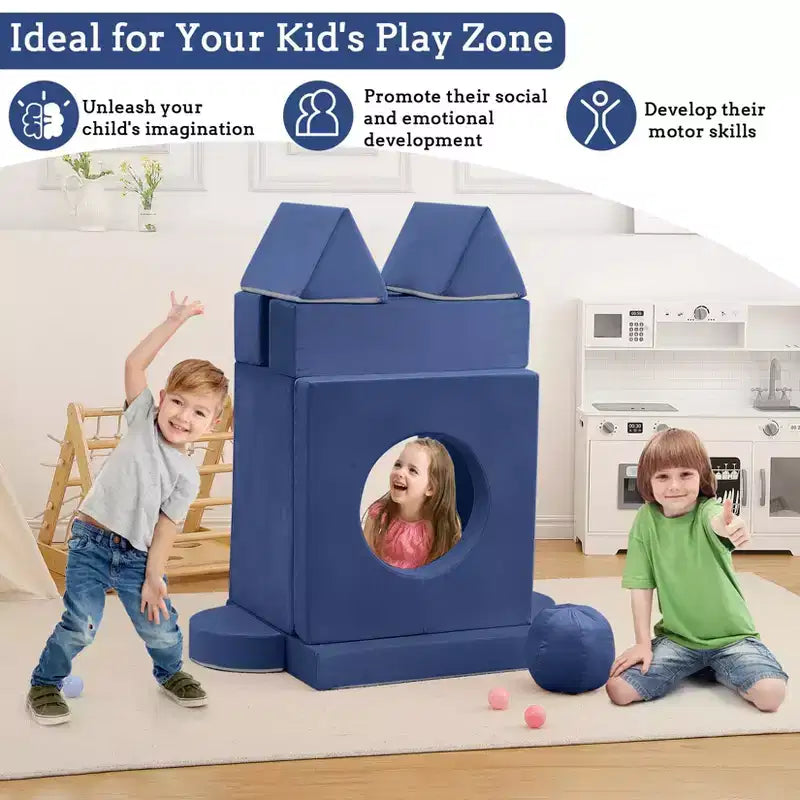 12-Piece Kids Modular Play Couch  Toddler Sectional Sofa for Playroom & Bedroom