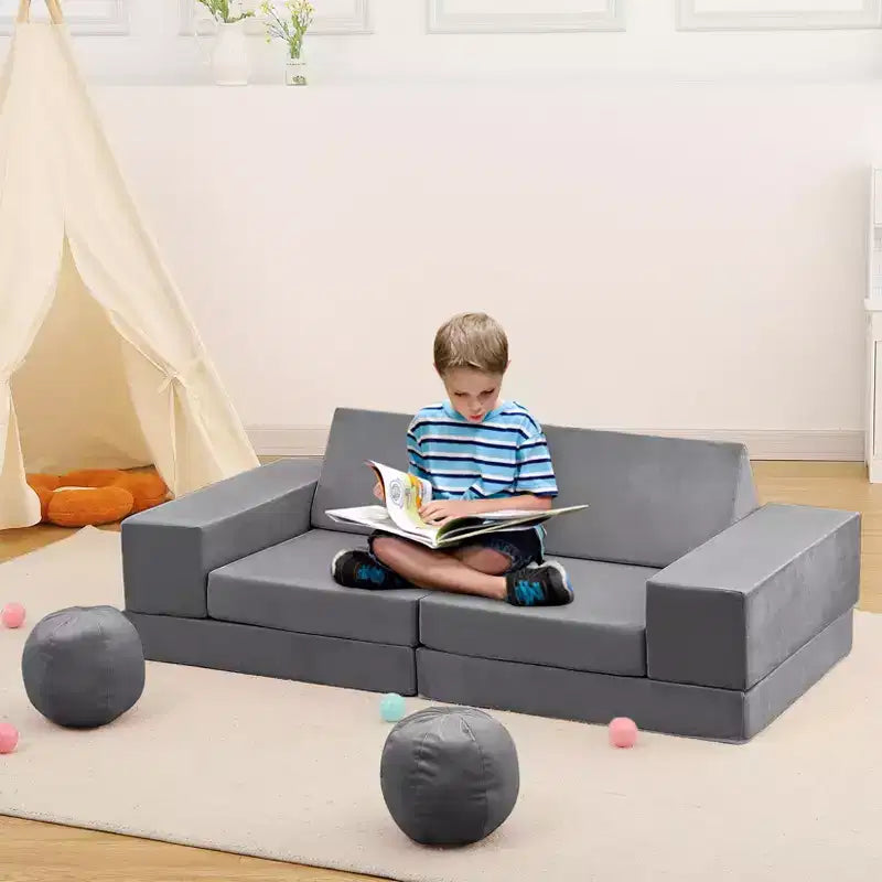 12-Piece Kids Modular Play Couch  Toddler Sectional Sofa for Playroom & Bedroom