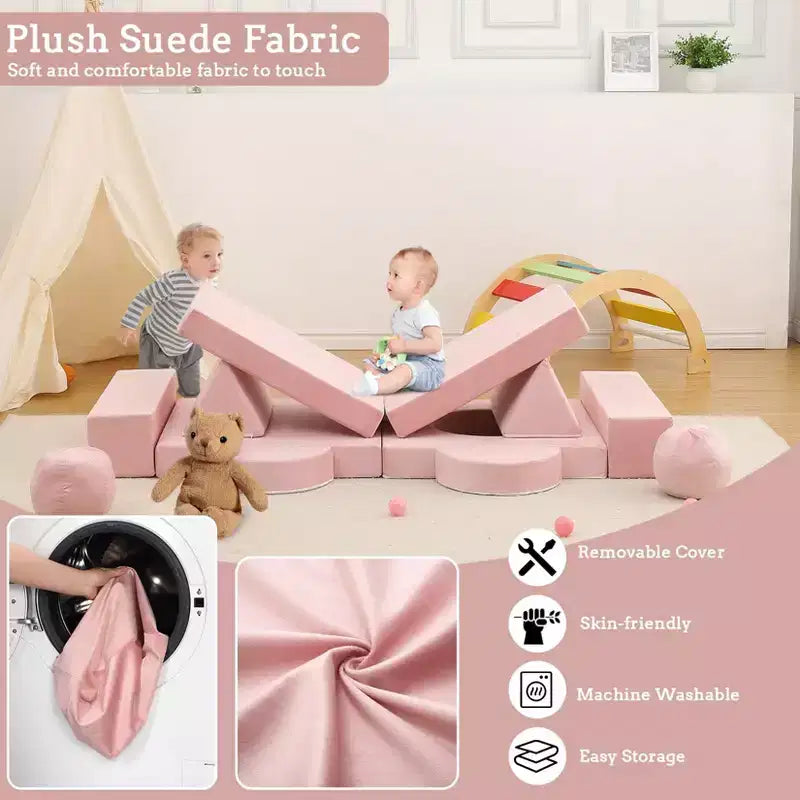12-Piece Kids Modular Play Couch  Toddler Sectional Sofa for Playroom & Bedroom