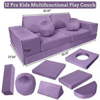 12-Piece Kids Modular Play Couch  Toddler Sectional Sofa for Playroom & Bedroom