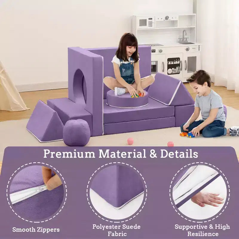 12-Piece Kids Modular Play Couch  Toddler Sectional Sofa for Playroom & Bedroom