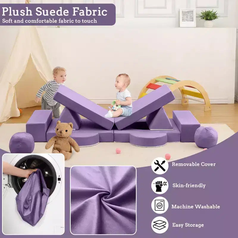 12-Piece Kids Modular Play Couch  Toddler Sectional Sofa for Playroom & Bedroom