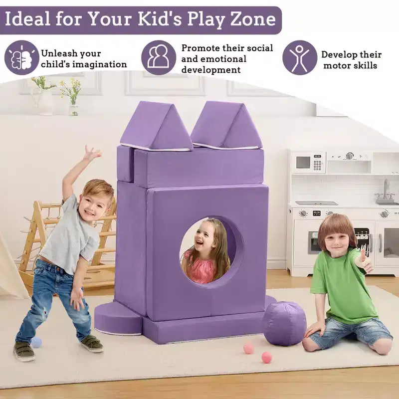 12-Piece Kids Modular Play Couch  Toddler Sectional Sofa for Playroom & Bedroom