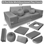 12-Piece Kids Modular Play Couch  Toddler Sectional Sofa for Playroom & Bedroom