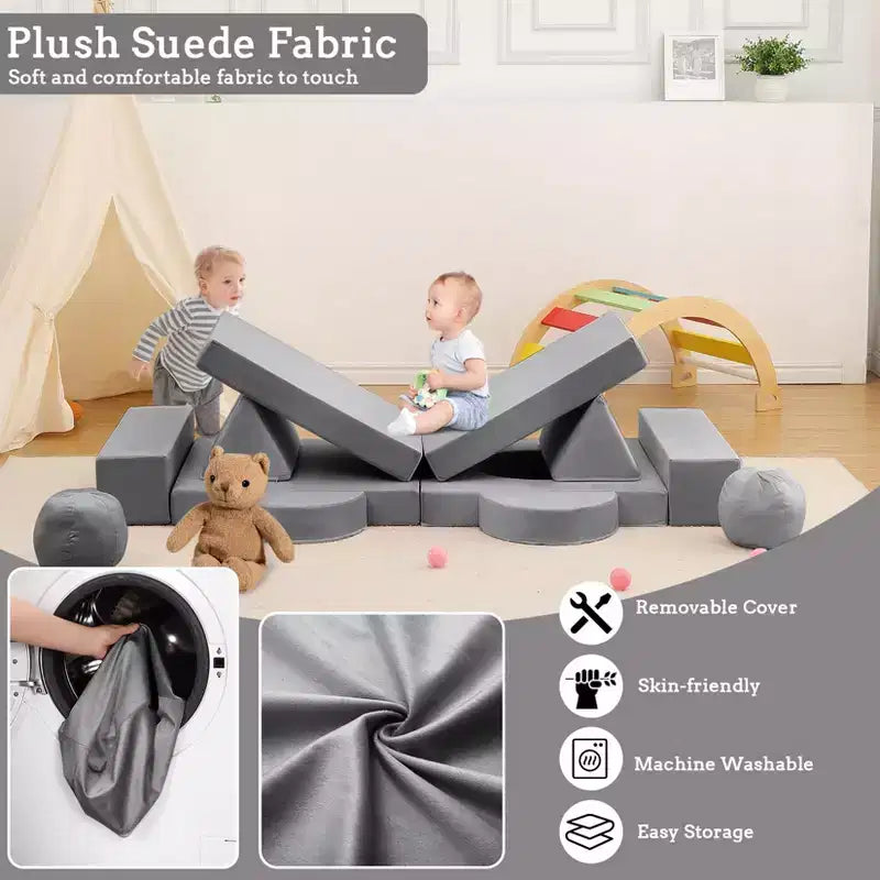 12-Piece Kids Modular Play Couch  Toddler Sectional Sofa for Playroom & Bedroom