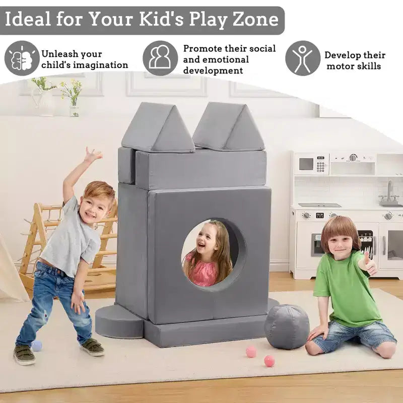 12-Piece Kids Modular Play Couch  Toddler Sectional Sofa for Playroom & Bedroom