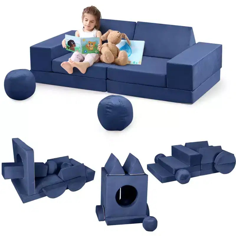 12-Piece Kids Modular Play Couch  Toddler Sectional Sofa for Playroom & Bedroom