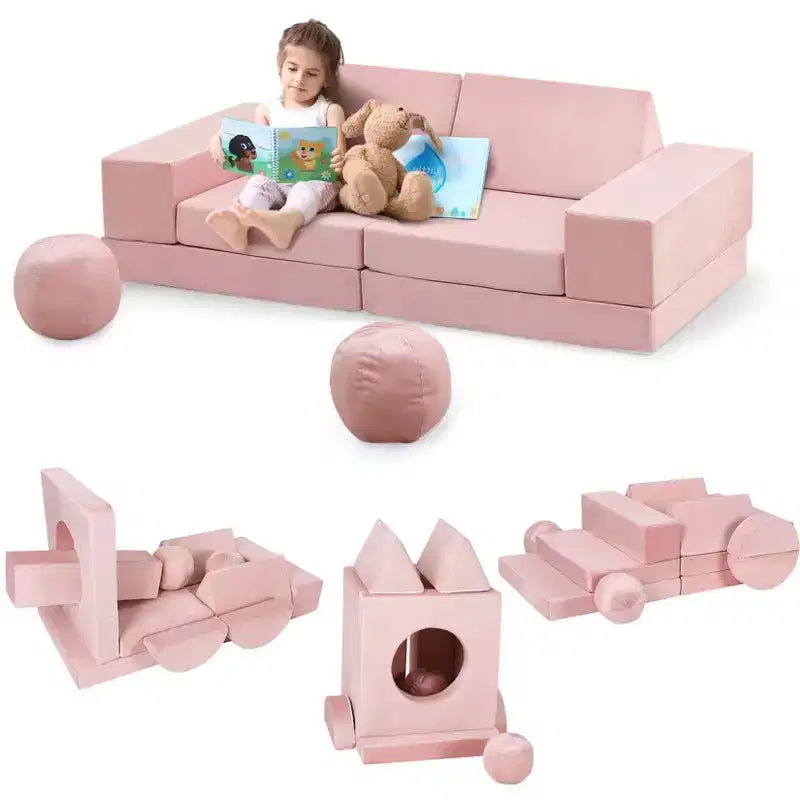 12-Piece Kids Modular Play Couch  Toddler Sectional Sofa for Playroom & Bedroom