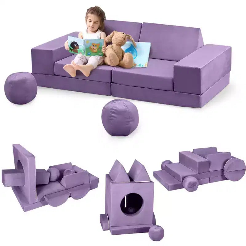 12-Piece Kids Modular Play Couch  Toddler Sectional Sofa for Playroom & Bedroom