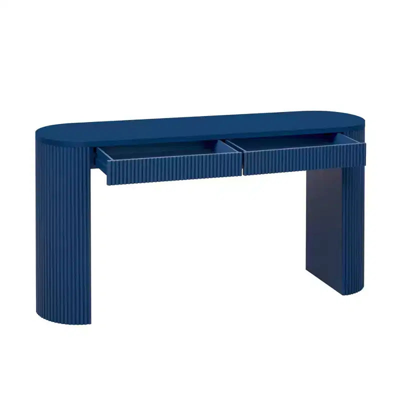Okak 58.2IN Console Table with Adjustable Arched Sturdy Legs, Entryway Table with Large Top and Dual Drawers, Accent Table for Living Room