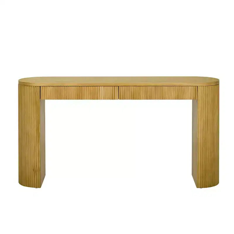 Okak 58.2IN Console Table with Adjustable Arched Sturdy Legs, Entryway Table with Large Top and Dual Drawers, Accent Table for Living Room