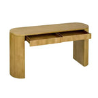 Okak 58.2IN Console Table with Adjustable Arched Sturdy Legs, Entryway Table with Large Top and Dual Drawers, Accent Table for Living Room