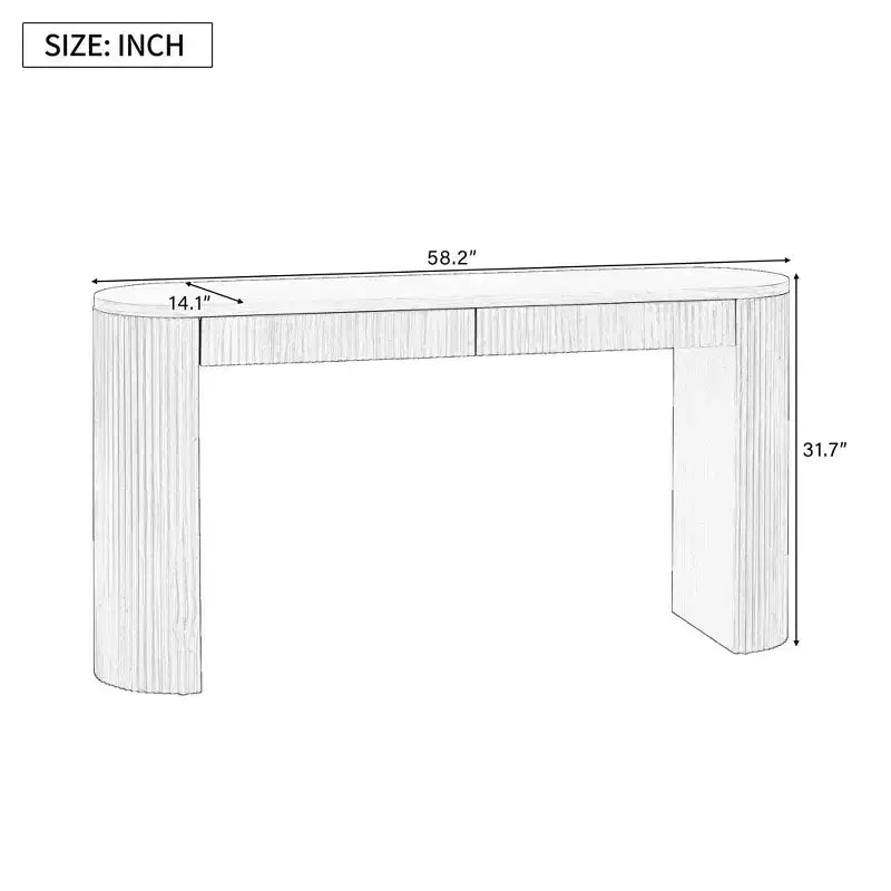 Okak 58.2IN Console Table with Adjustable Arched Sturdy Legs, Entryway Table with Large Top and Dual Drawers, Accent Table for Living Room