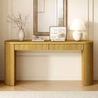 Okak 58.2IN Console Table with Adjustable Arched Sturdy Legs, Entryway Table with Large Top and Dual Drawers, Accent Table for Living Room