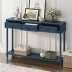 Okak 52IN Consolle Vintage, Tavolo d'Ingresso con 3 Cassetti e 1 Grande Ripiano, Tavolo da Corridoio per Soggiorno, Ingresso, Foyer