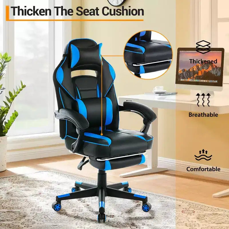 Cherry Blossom Pink Chair with Footrest,Ergonomic Computer Chair w/Lumbar Support & Headrest,360 Swivel Base & Height Adjustable Executive Chairs
