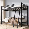 Okak 75IN Twin-Over-Twin Size Tall Bunk Bed, Twin Bed with Ladder and Safety Safety Guardrails, Kids Bunk Beds for Bedroom, Dormitory, Black