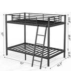 Letto a castello alto Okak 75IN a due piani, letto singolo con scaletta e sponde di sicurezza, letti a castello per bambini per camera da letto, dormitorio, nero