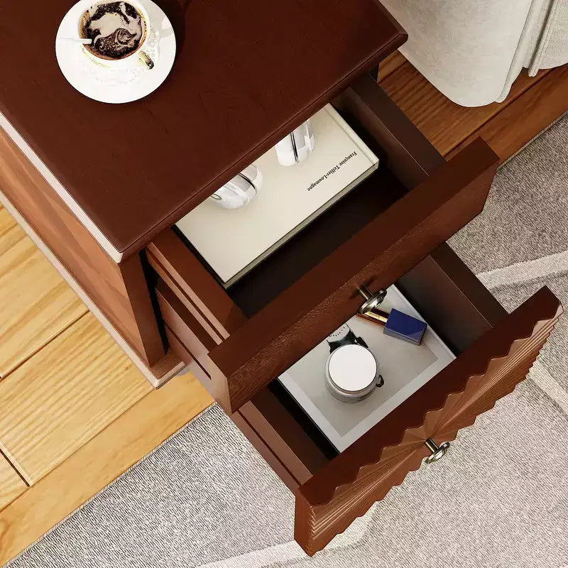 Whisen Modern and Narrow Sofa Side Table & Nightstand with 2 Drawers for Living Room, Bedroom - Walnut